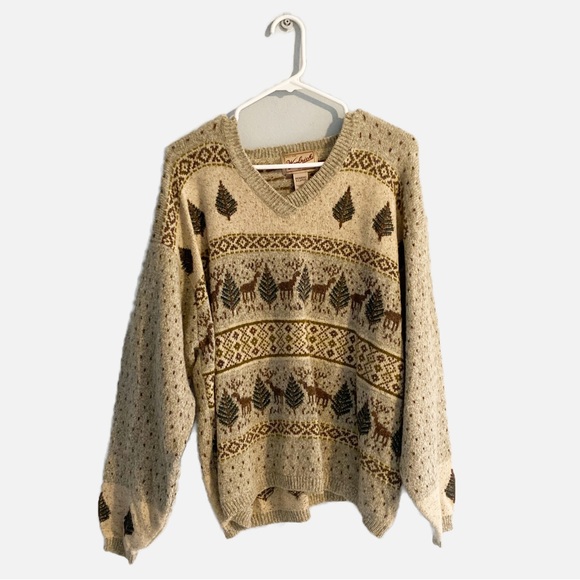 Woolrich Sweaters - Vintage Woolrich Reindeer & Christmas Tree Fair Isle Wool Sweater